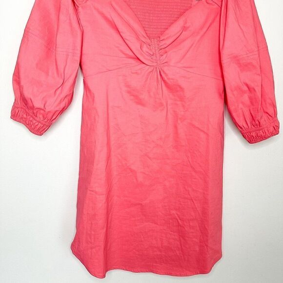 A.L.C Women’s Mila Off The Shoulder Smocked Back Linen Blend Mini Dress in Lyche - Picture 6 of 11